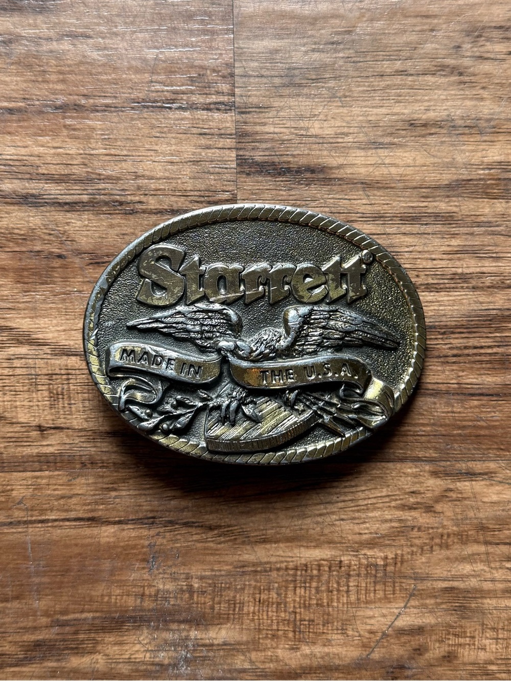 Starrett Made in the USA Eagle Brass Belt Buckle Western Americana Metal 90s 80s